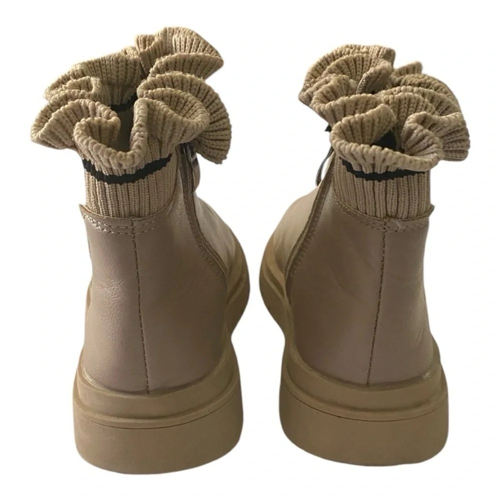 GIRLS BOOTIES-BOUTIQUE-TAN ANKLE BOOTS-SIZE GIRLS 11